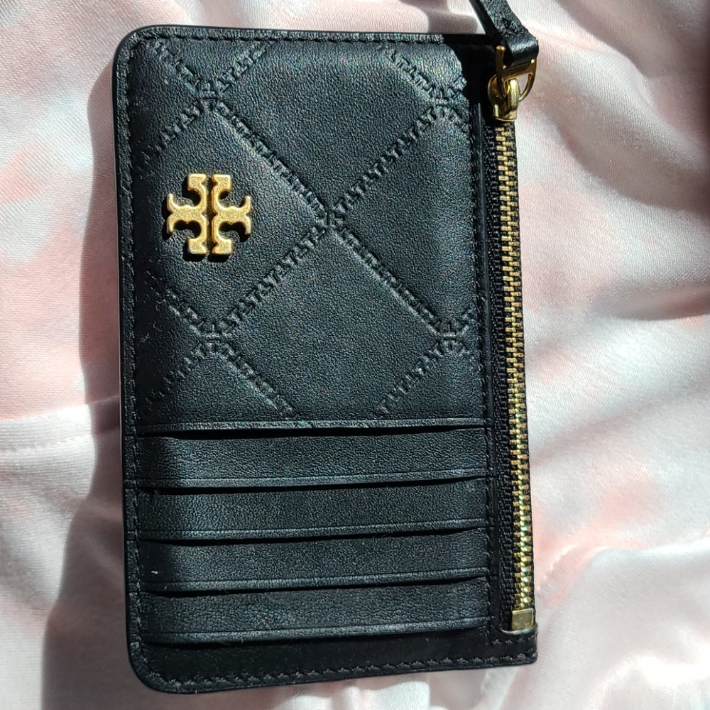 Tory Burch Georgia zip top card case EUC